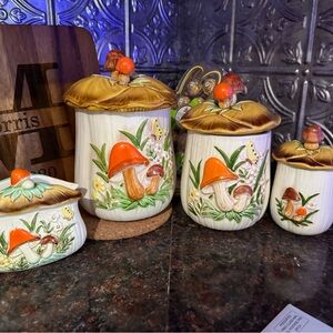 Rare vintage 1970s Magical Mushroom Canister set